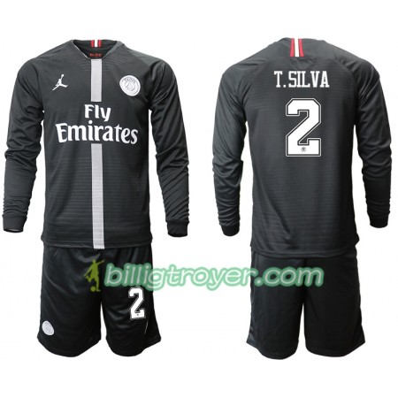 Billige Fotballdrakter Paris Saint-Germain T.SILVA 2 Jodan Svart Barn Tredjedraktsett 2018/19 Langermet